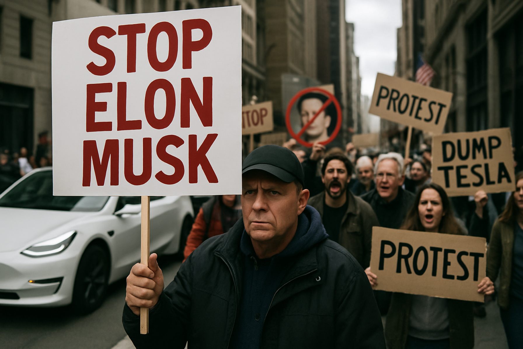 Tesla in Turmoil: Protests Against Elon Musk Intensify as Stock Plummets and Feud with Trump Escalates